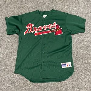VTG Atlanta Braves Majestic Jersey Mens L Stitch Authentic USA Made